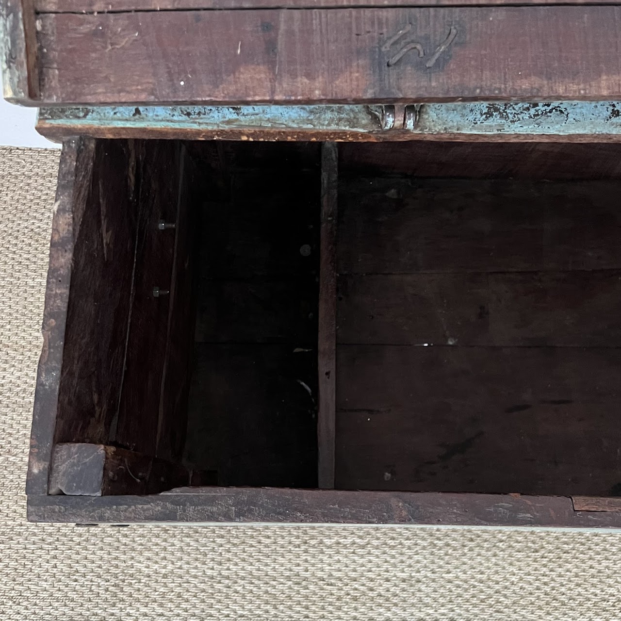 Early 20th C. Blue Painted Blanket Chest