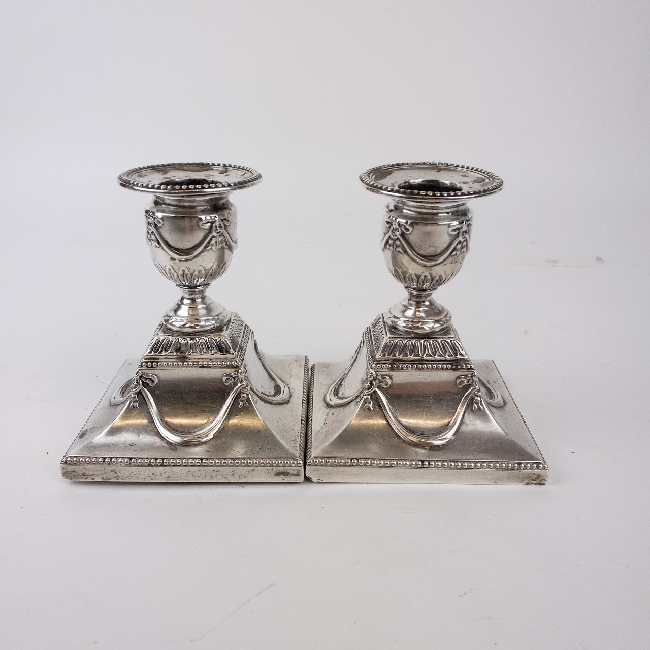 Pair of Sterling Silver English Candlesticks