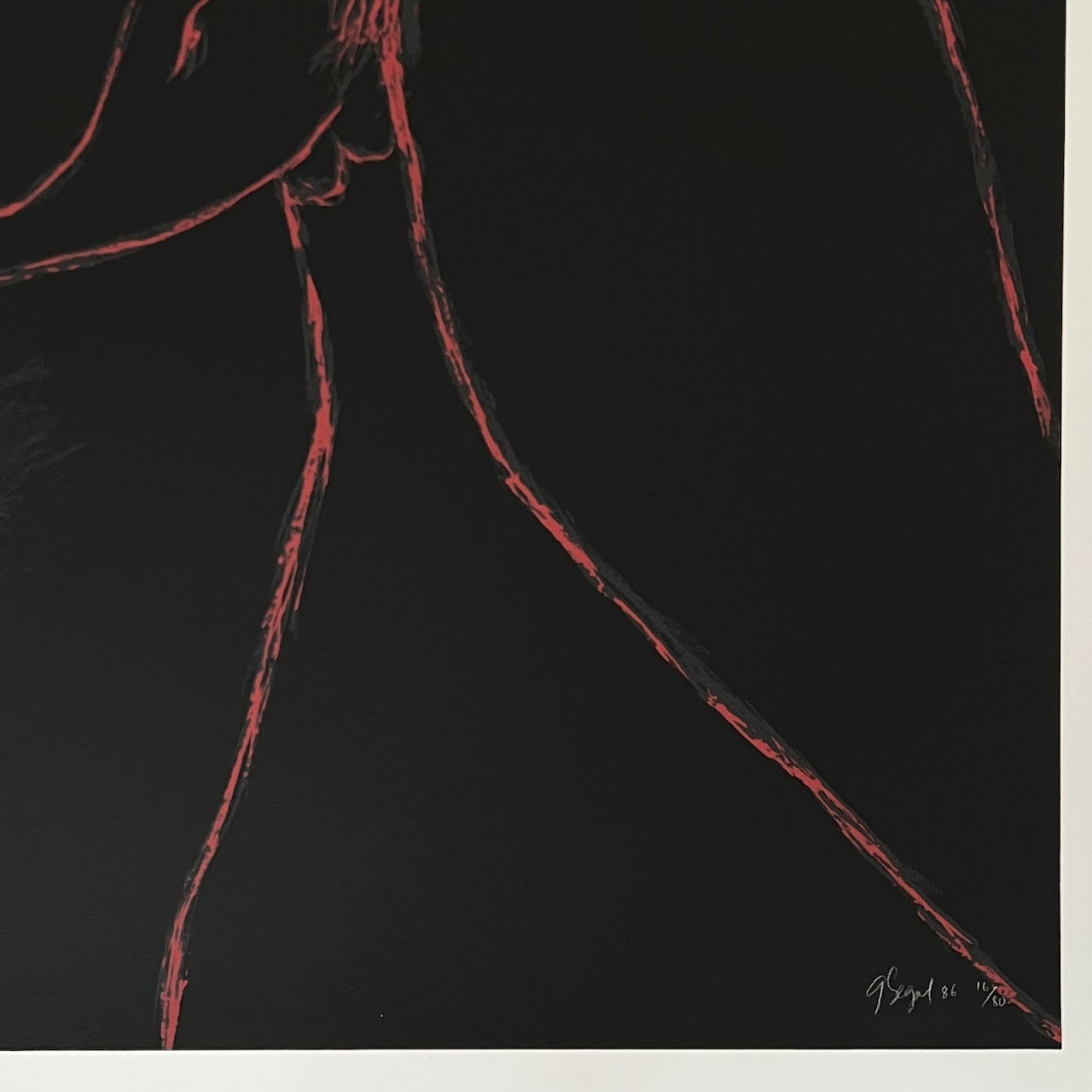 George Segal Portrait in Red and Black Signed Lithograph, 1986