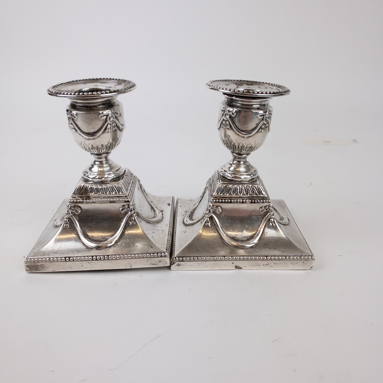 Pair of Sterling Silver English Candlesticks