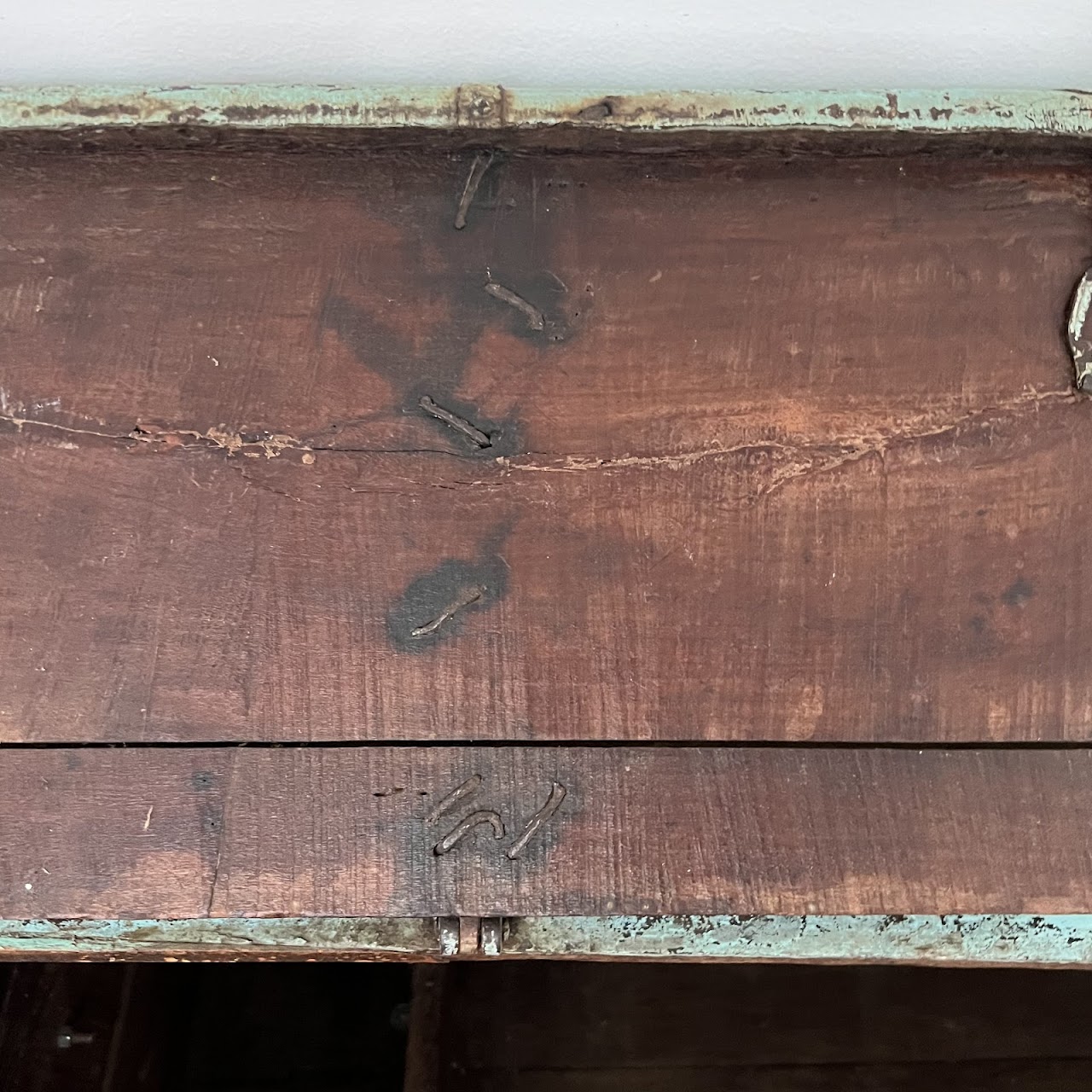 Early 20th C. Blue Painted Blanket Chest