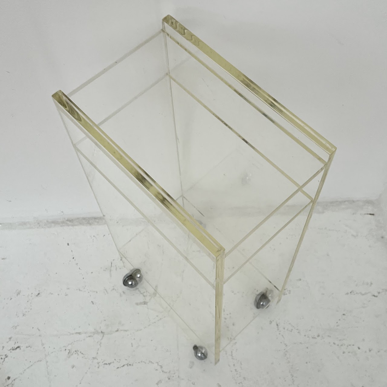 Vintage Lucite Small Rolling Shelf