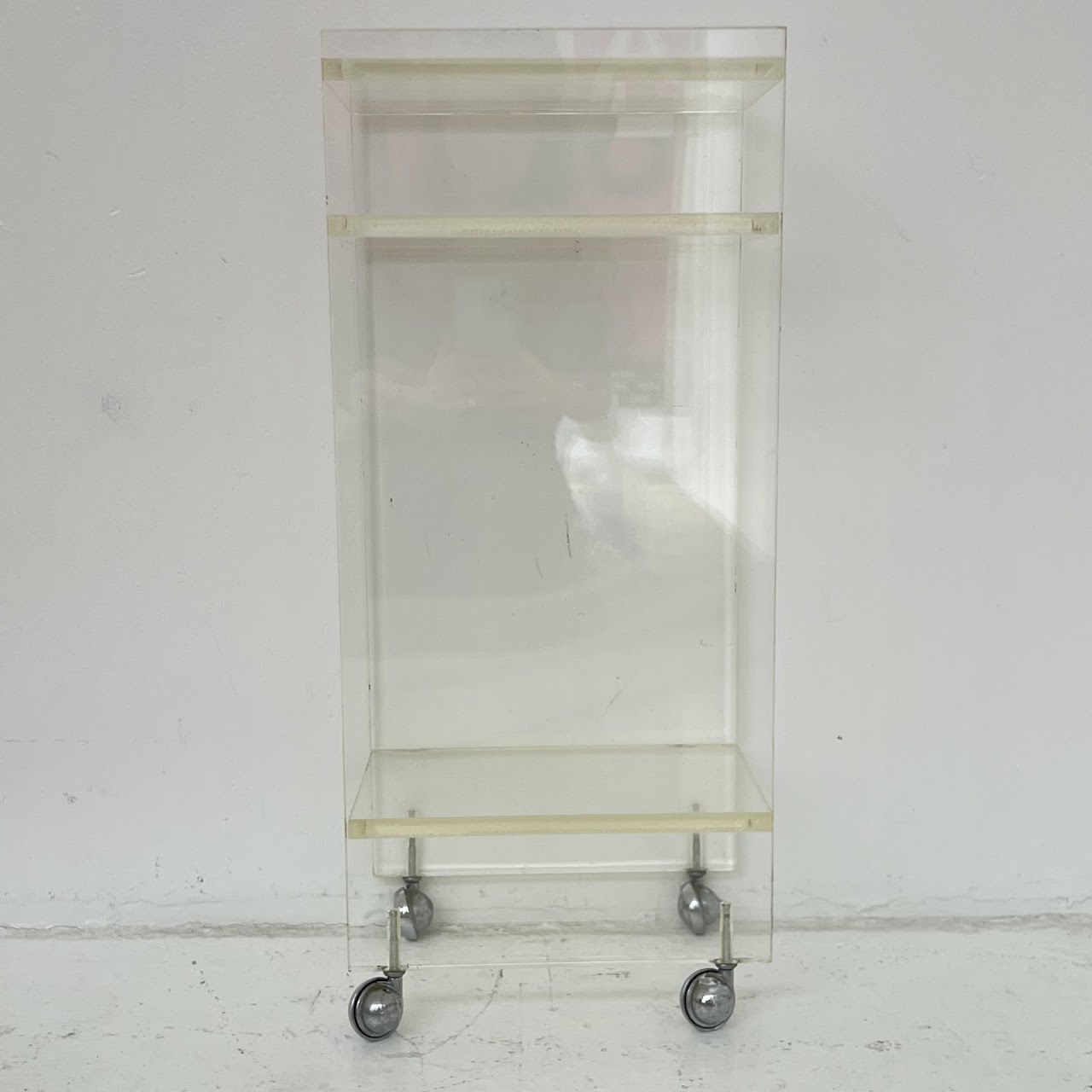 Vintage Lucite Small Rolling Shelf