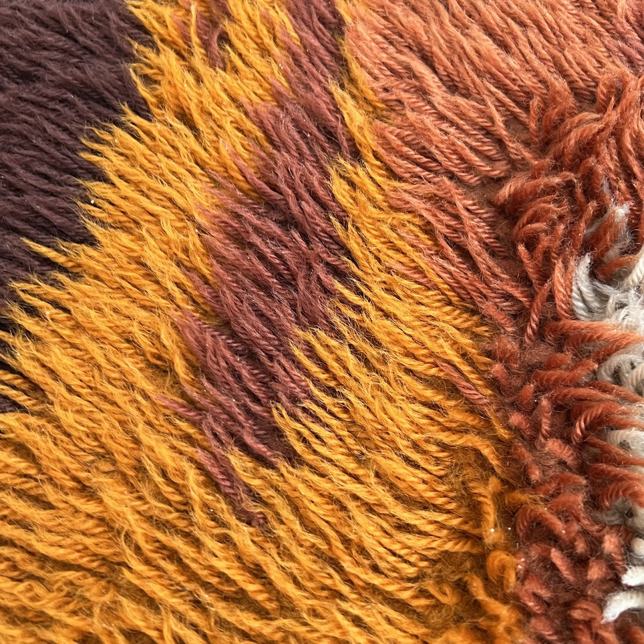 1970s Scandinavian Wool Shag Area Rug