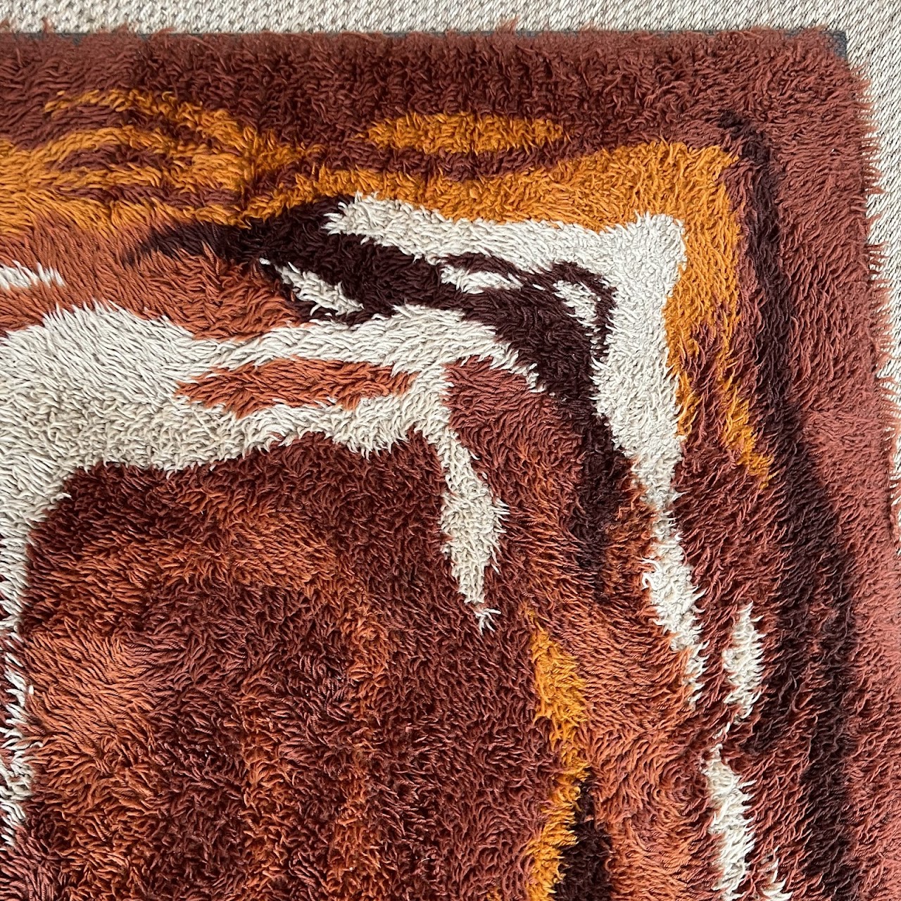 1970s Scandinavian Wool Shag Area Rug