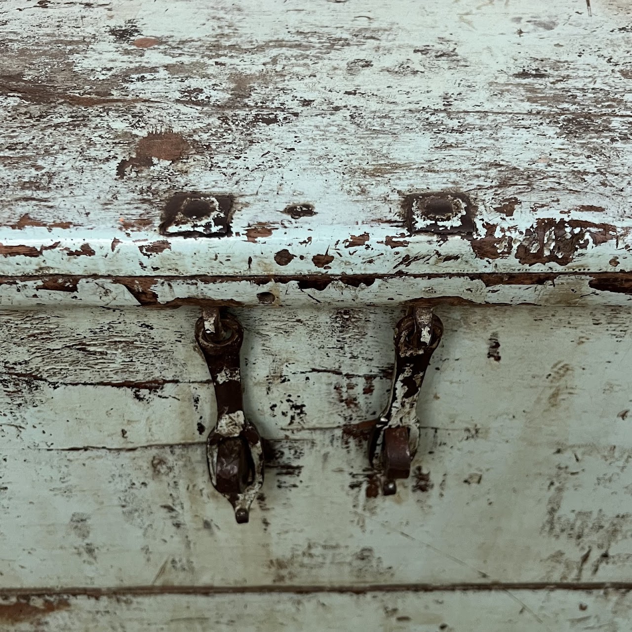 Early 20th C. Blue Painted Blanket Chest