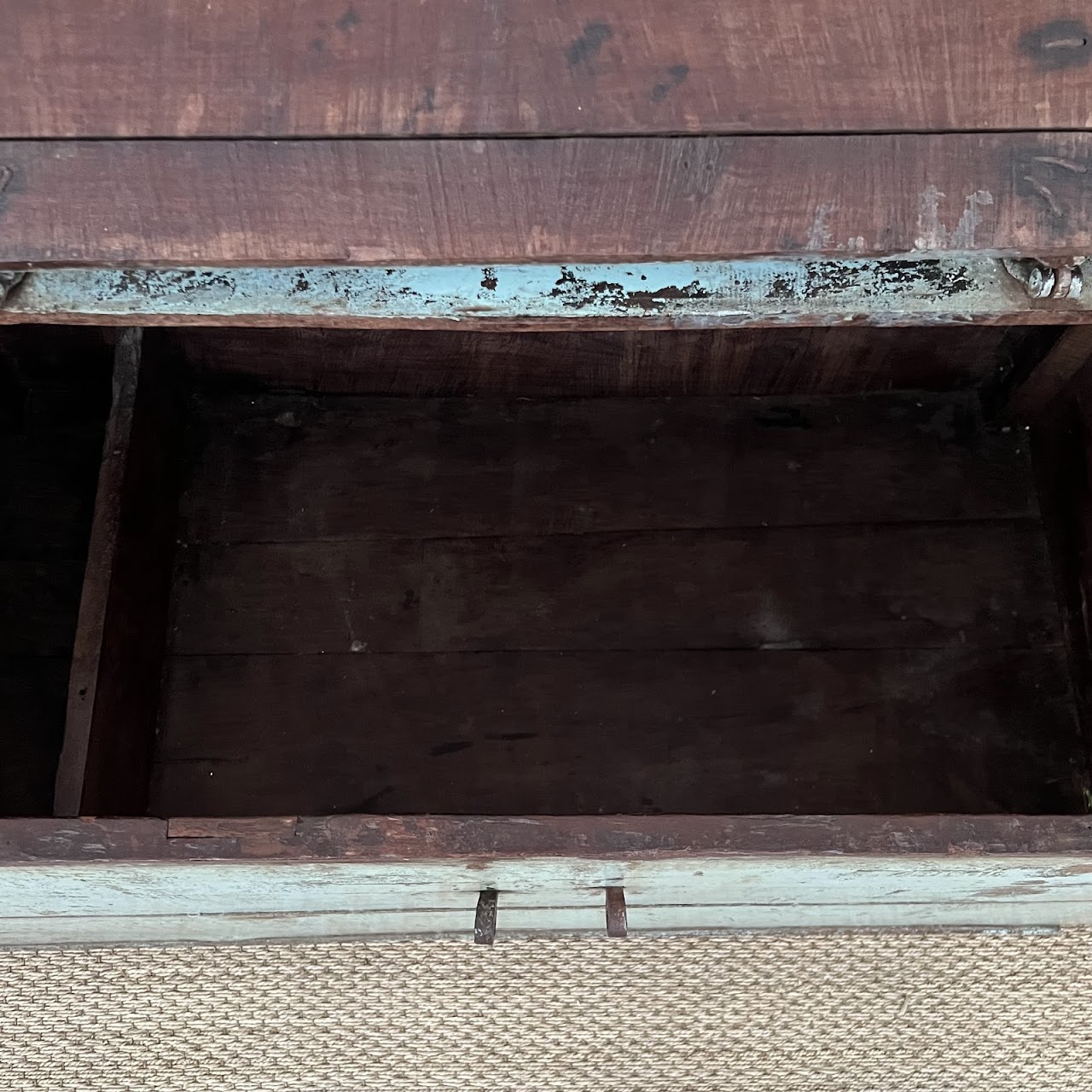 Early 20th C. Blue Painted Blanket Chest