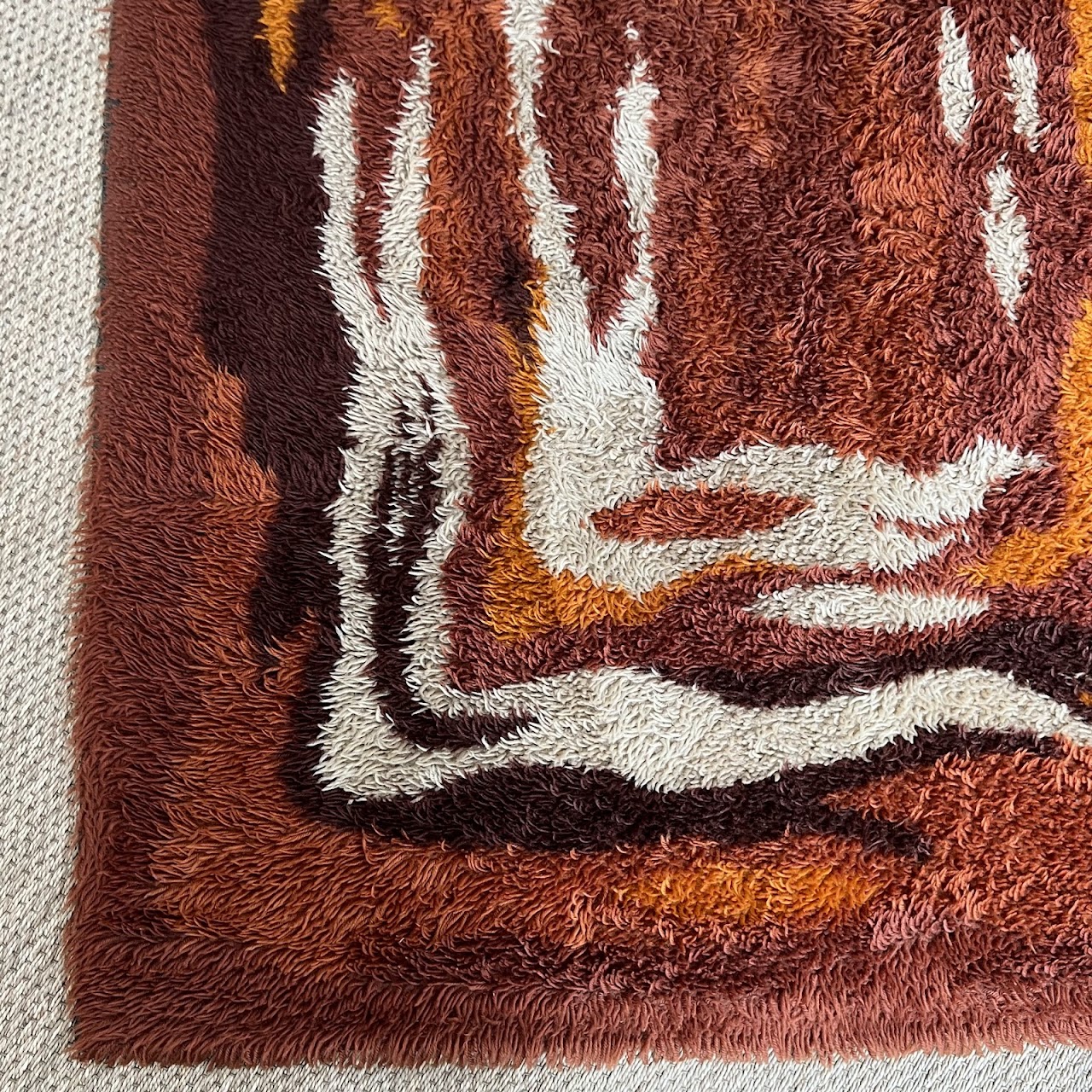 1970s Scandinavian Wool Shag Area Rug