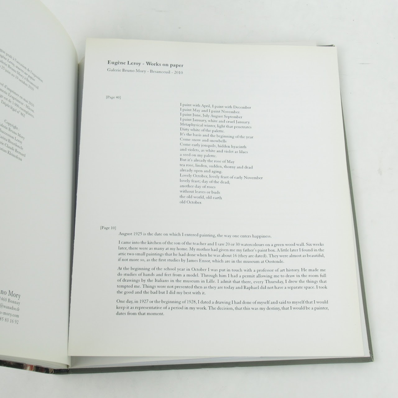 Eugene Leroy Galerie Bruno Mory Exhibition Catalogue