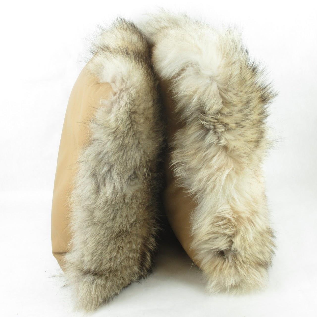 Fox Fur & Leather Accent Pillows