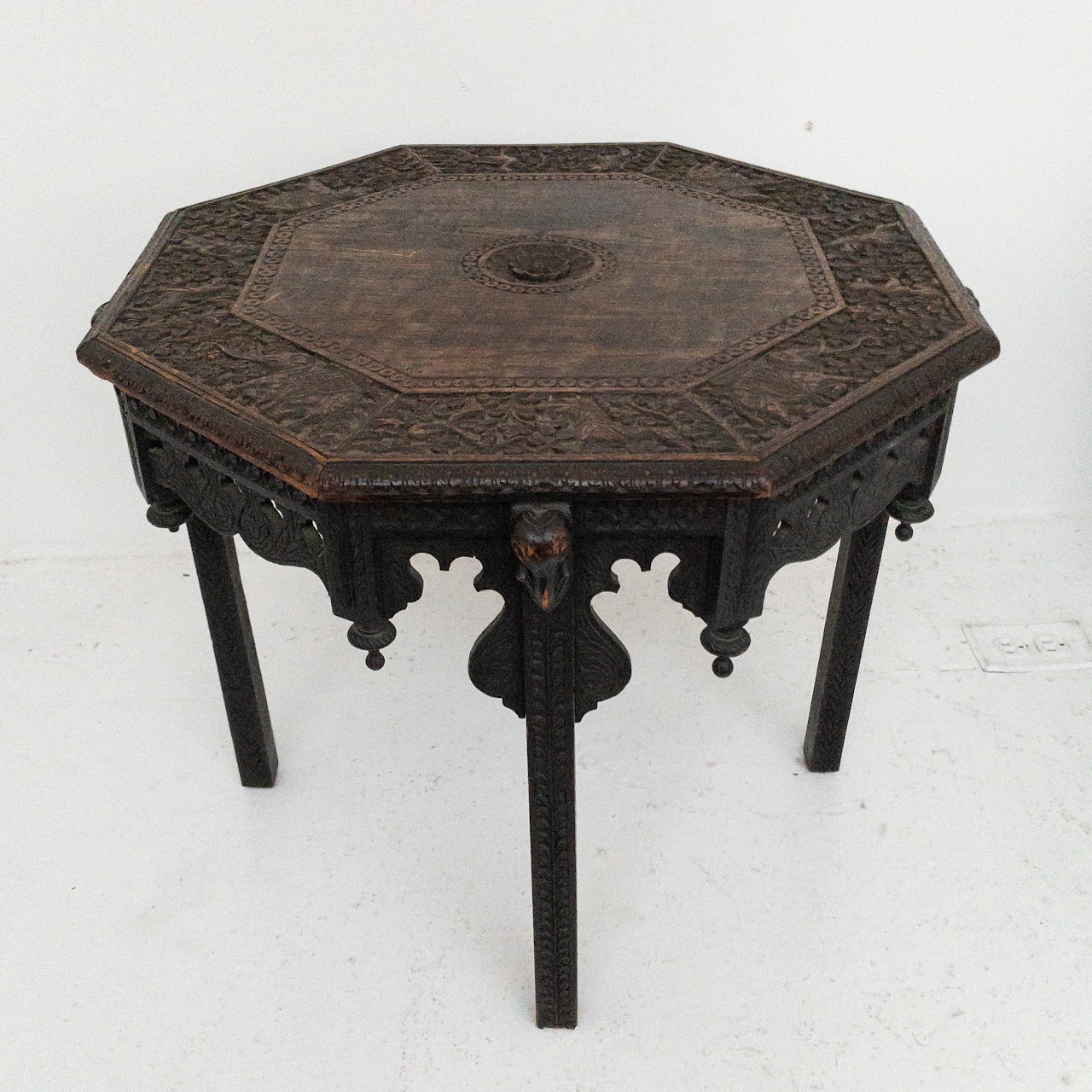 Carved Oak Accent Table
