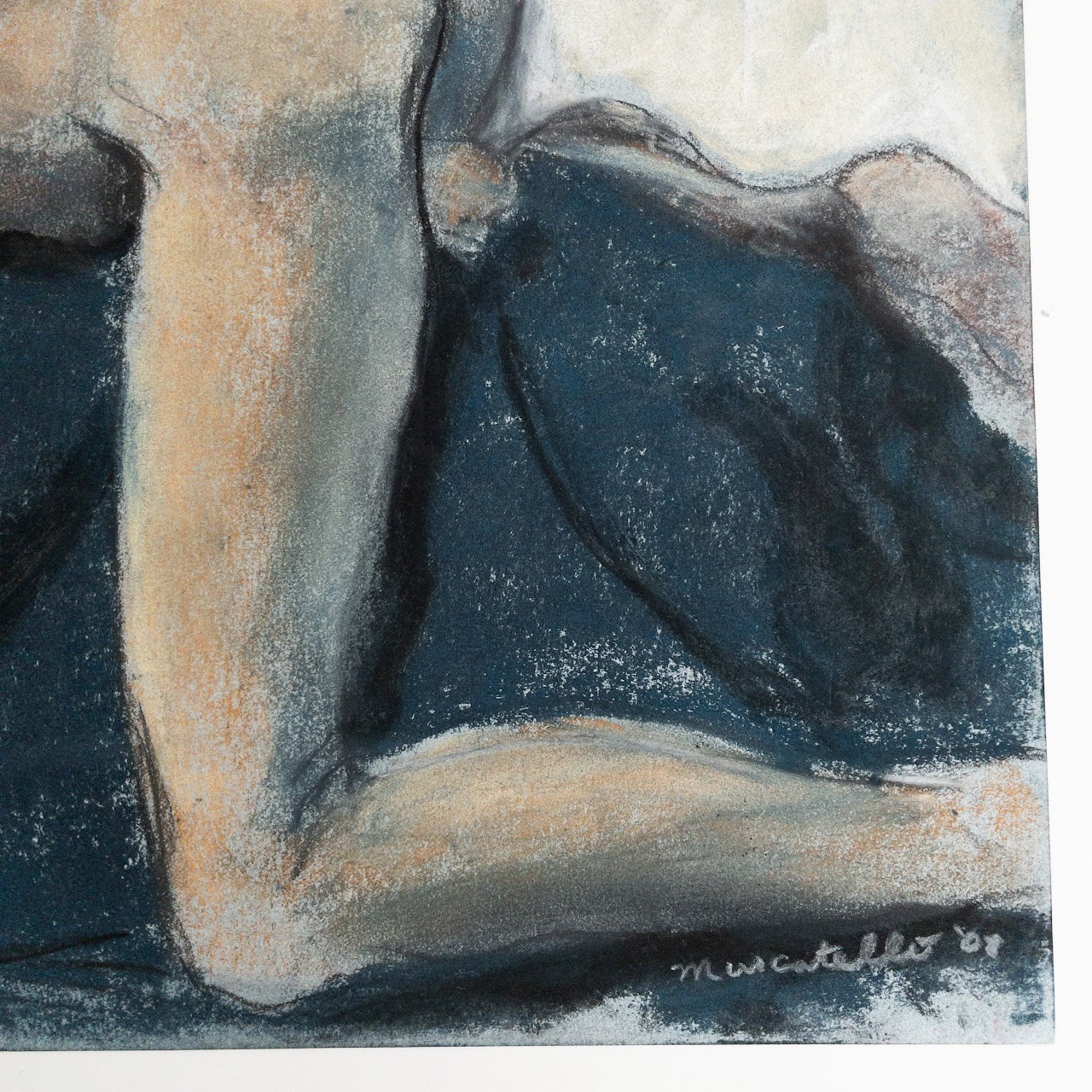 Mascatello Signed Nude Conté Drawing