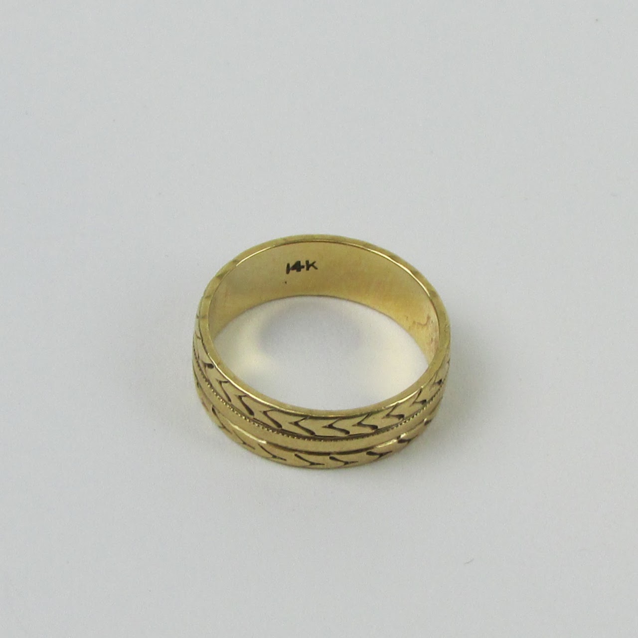 14K Gold Engraved Band Ring