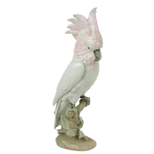 Royal Dux Vintage White & Pink Porcelain Cockatoo Figurine