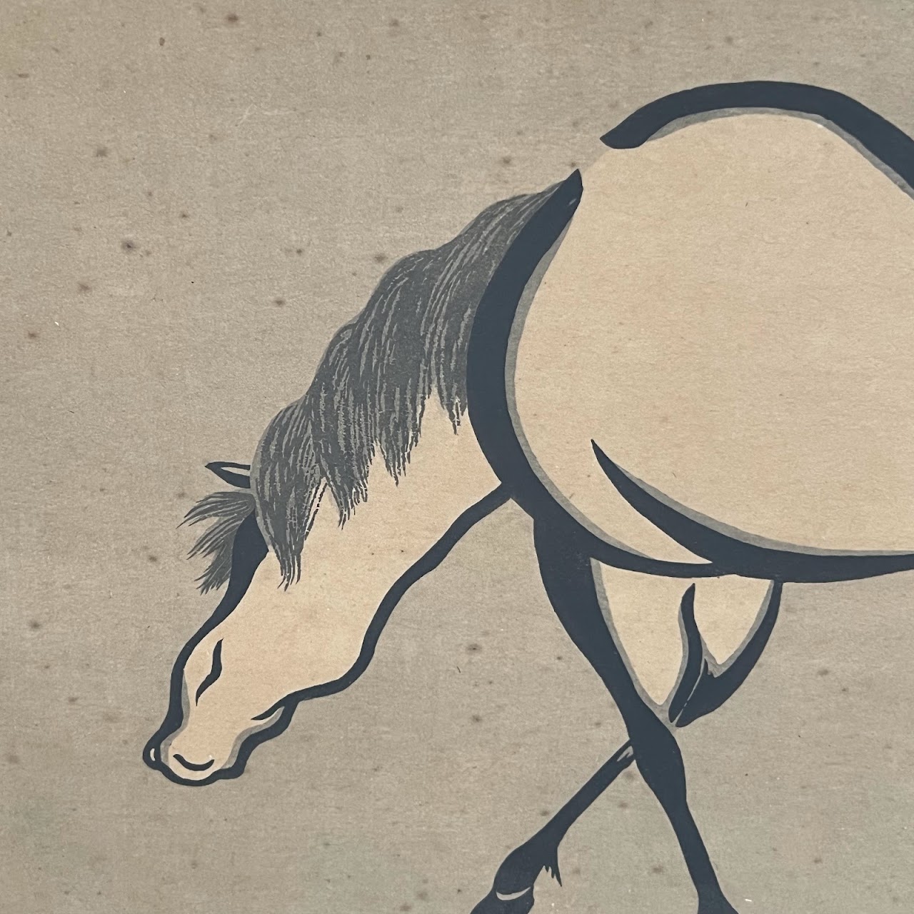 Urushibara Mokuchu Signed Horse Woodblock Print Set of Four