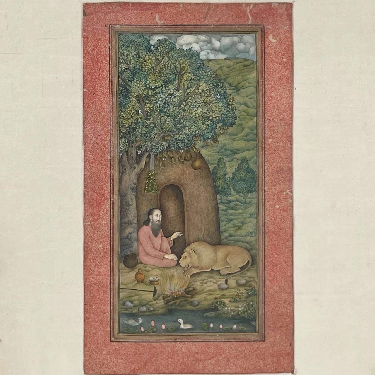 Indian Illuminated Manuscript Illustration Leaf
