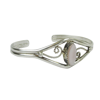 Sterling Silver Mother of Pearl Cuff Bracelet