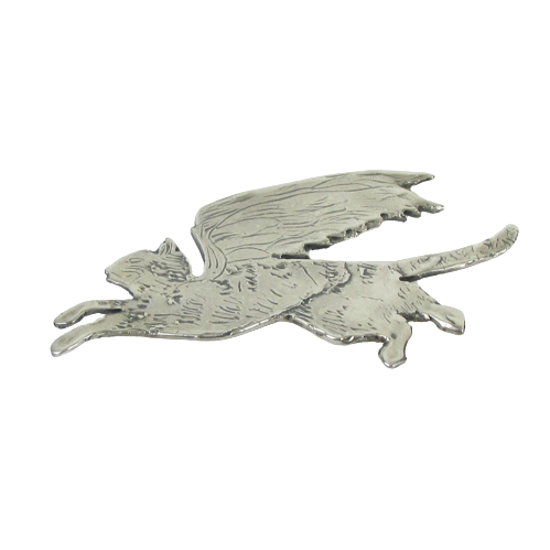 Sterling Silver Winged Cat Brooch