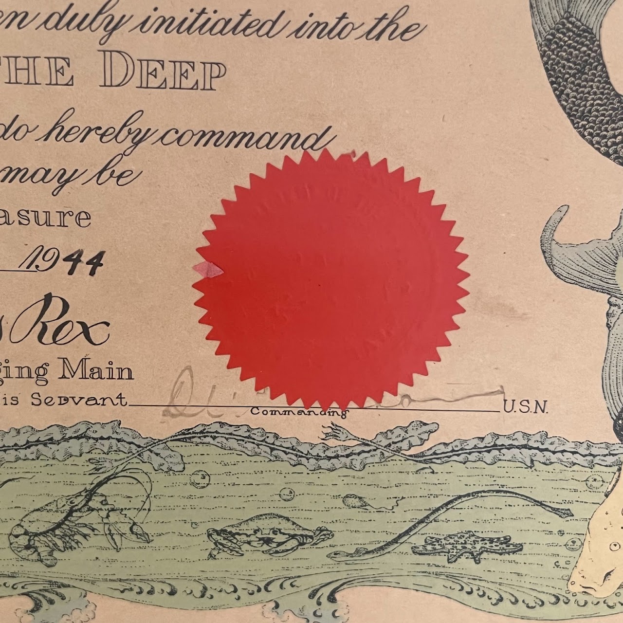 1944 Imperium Neptuni Regis Naval Certificate