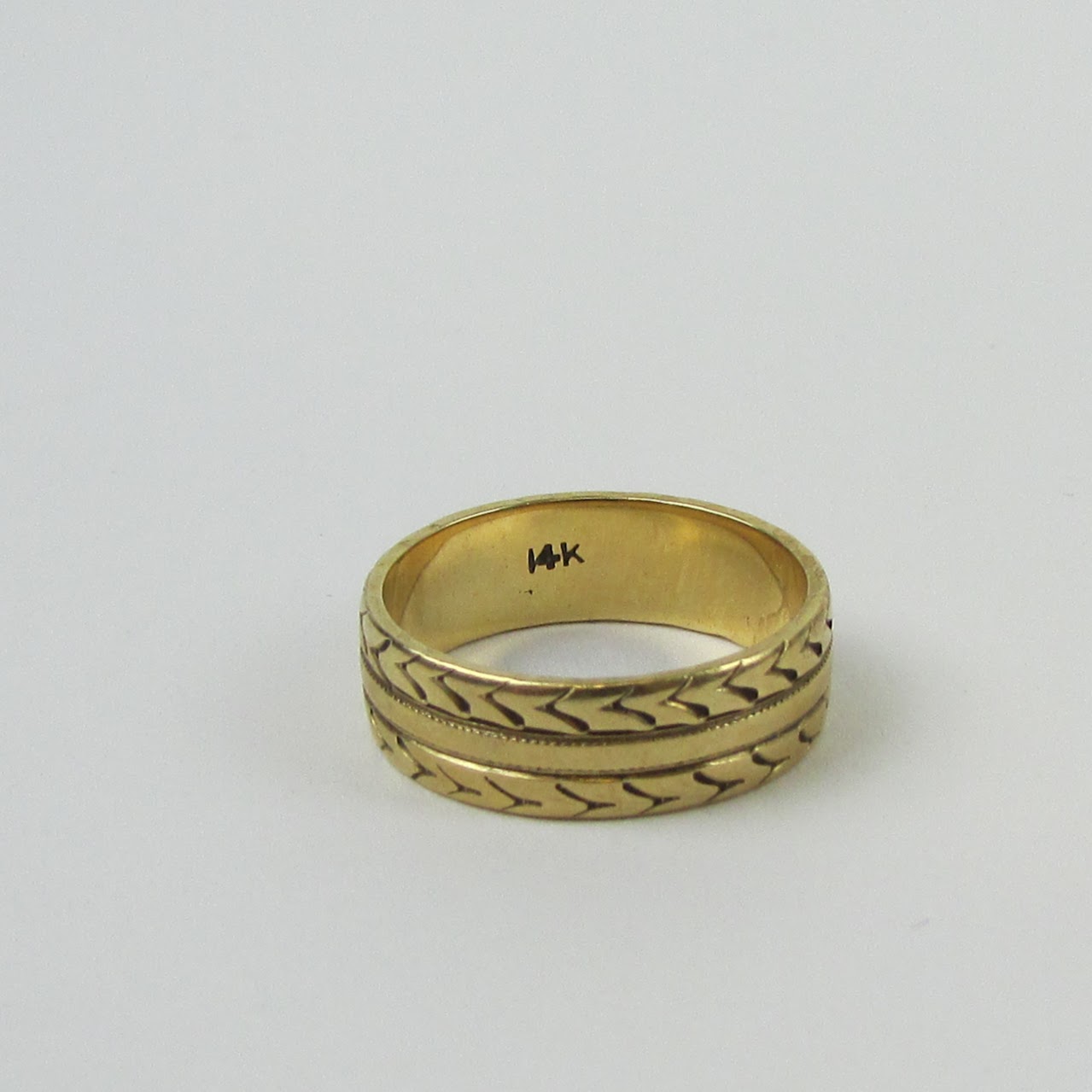14K Gold Engraved Band Ring
