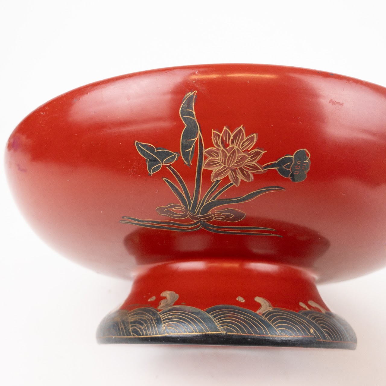 Japanese Maki-e Hand Painted Pedestal Bowl