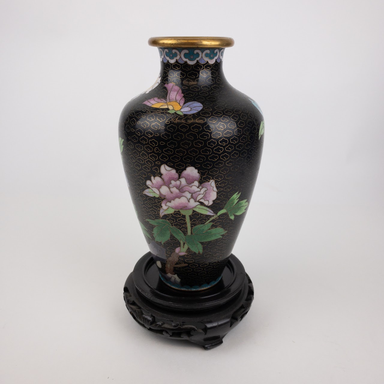 Chinese Peony Cloisonné Vase