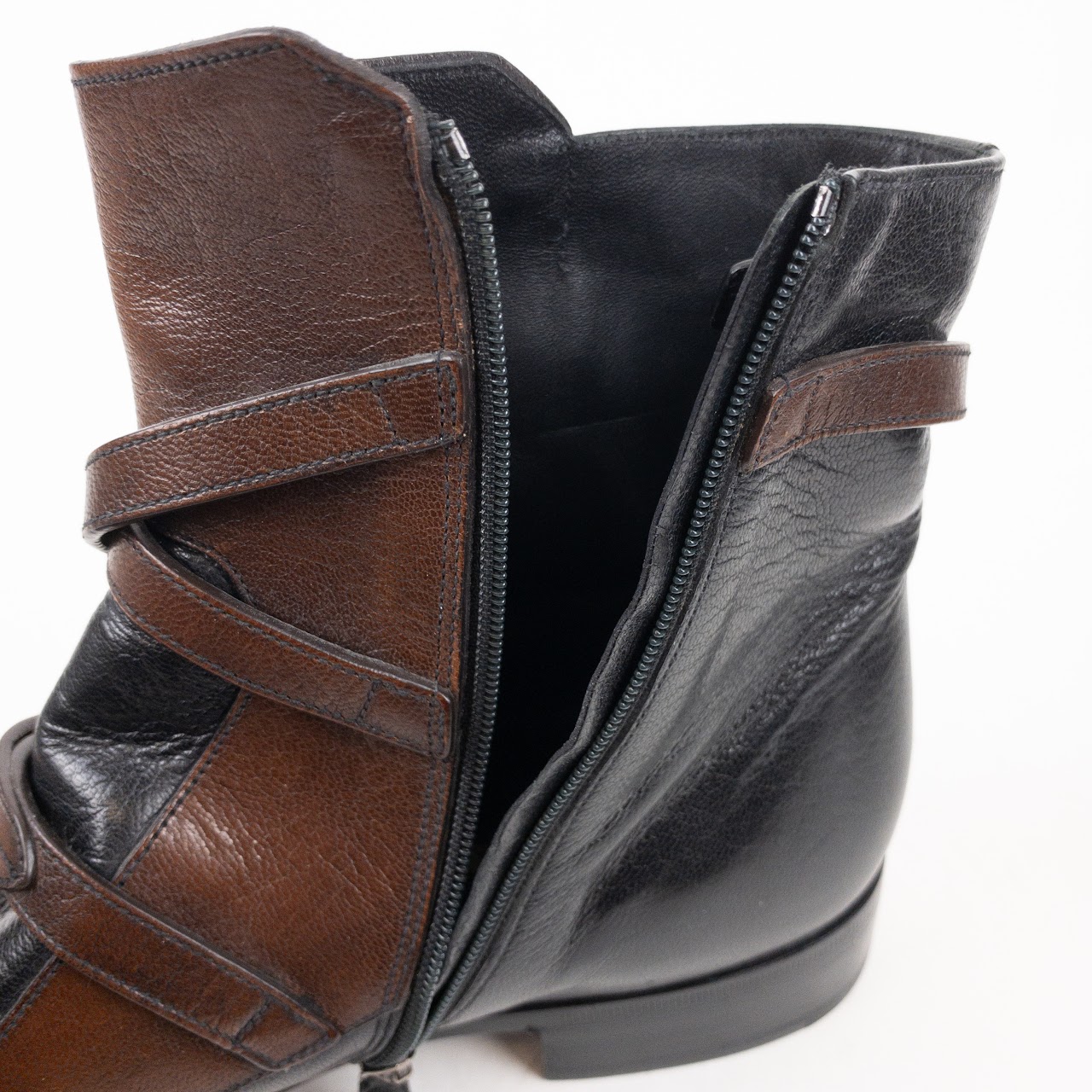 Prada Square Toe Two-Tone Boots