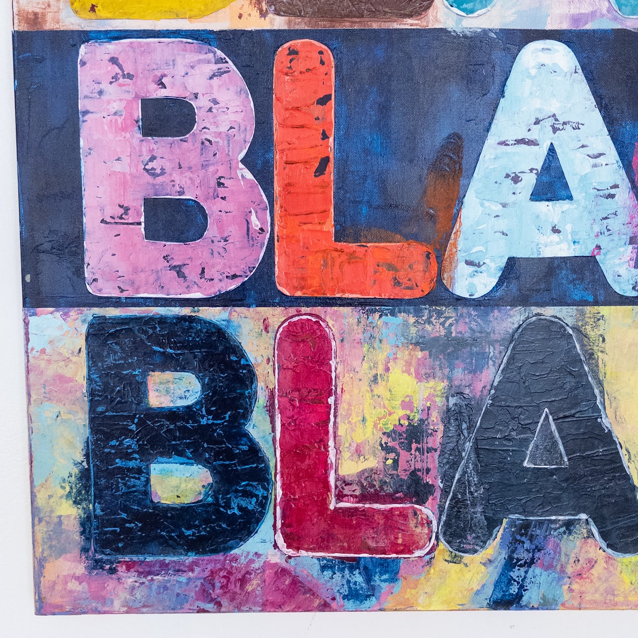 Rosanne Hill Signed 'Homage To Mel Bochner, Blah Blah Blah' Acrylic Painting