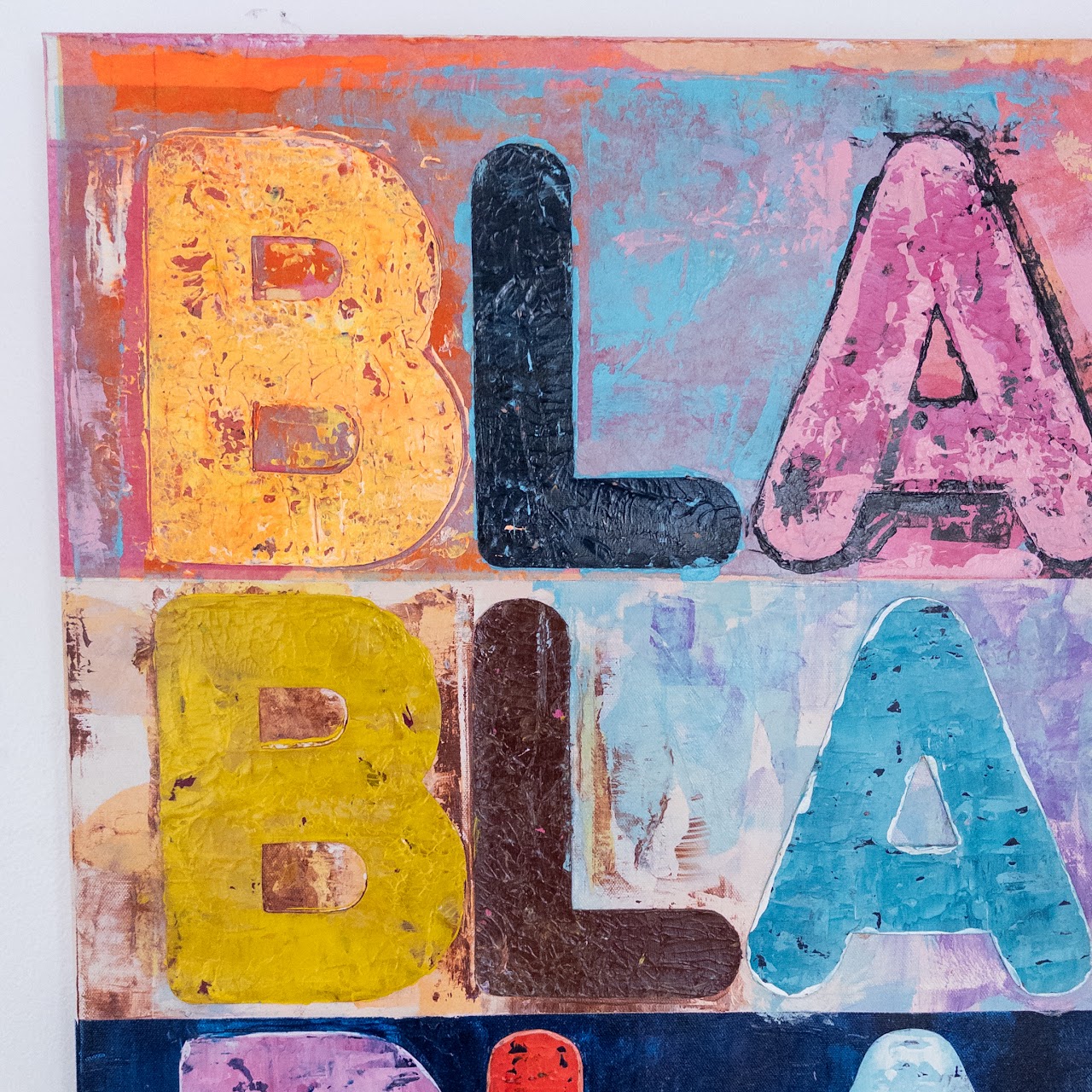 Rosanne Hill Signed 'Homage To Mel Bochner, Blah Blah Blah' Acrylic Painting