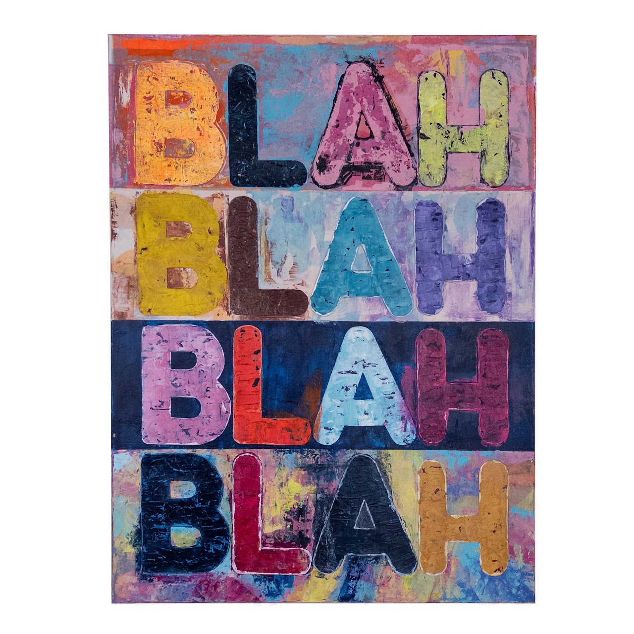 Rosanne Hill Signed 'Homage To Mel Bochner, Blah Blah Blah' Acrylic Painting