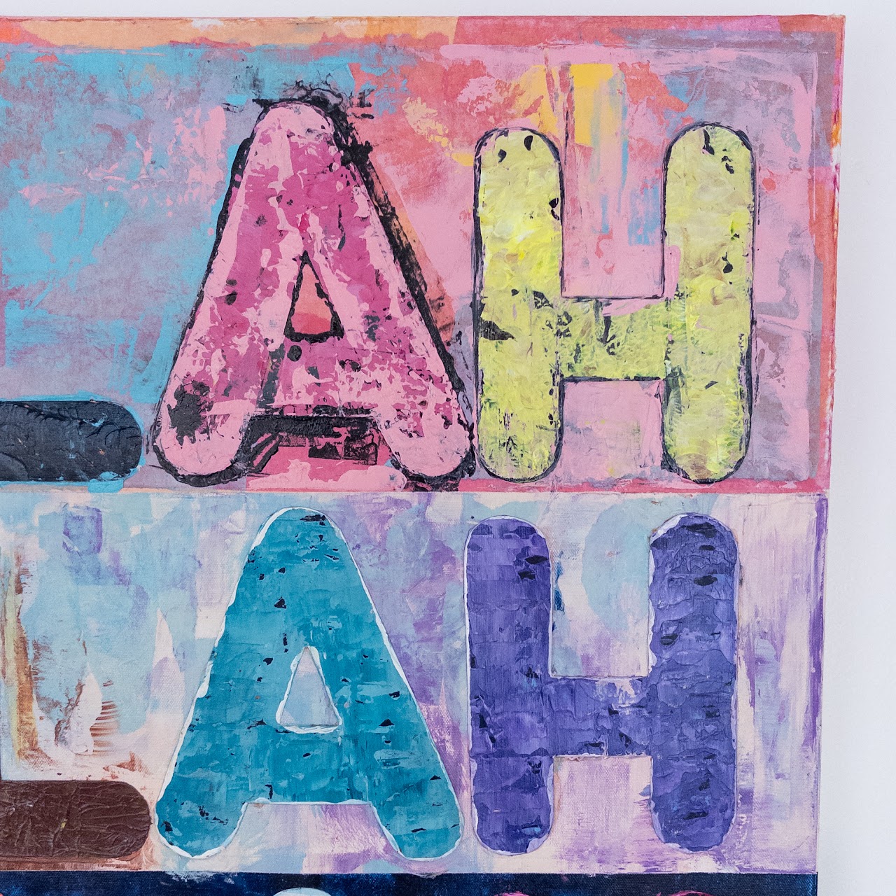 Rosanne Hill Signed 'Homage To Mel Bochner, Blah Blah Blah' Acrylic Painting