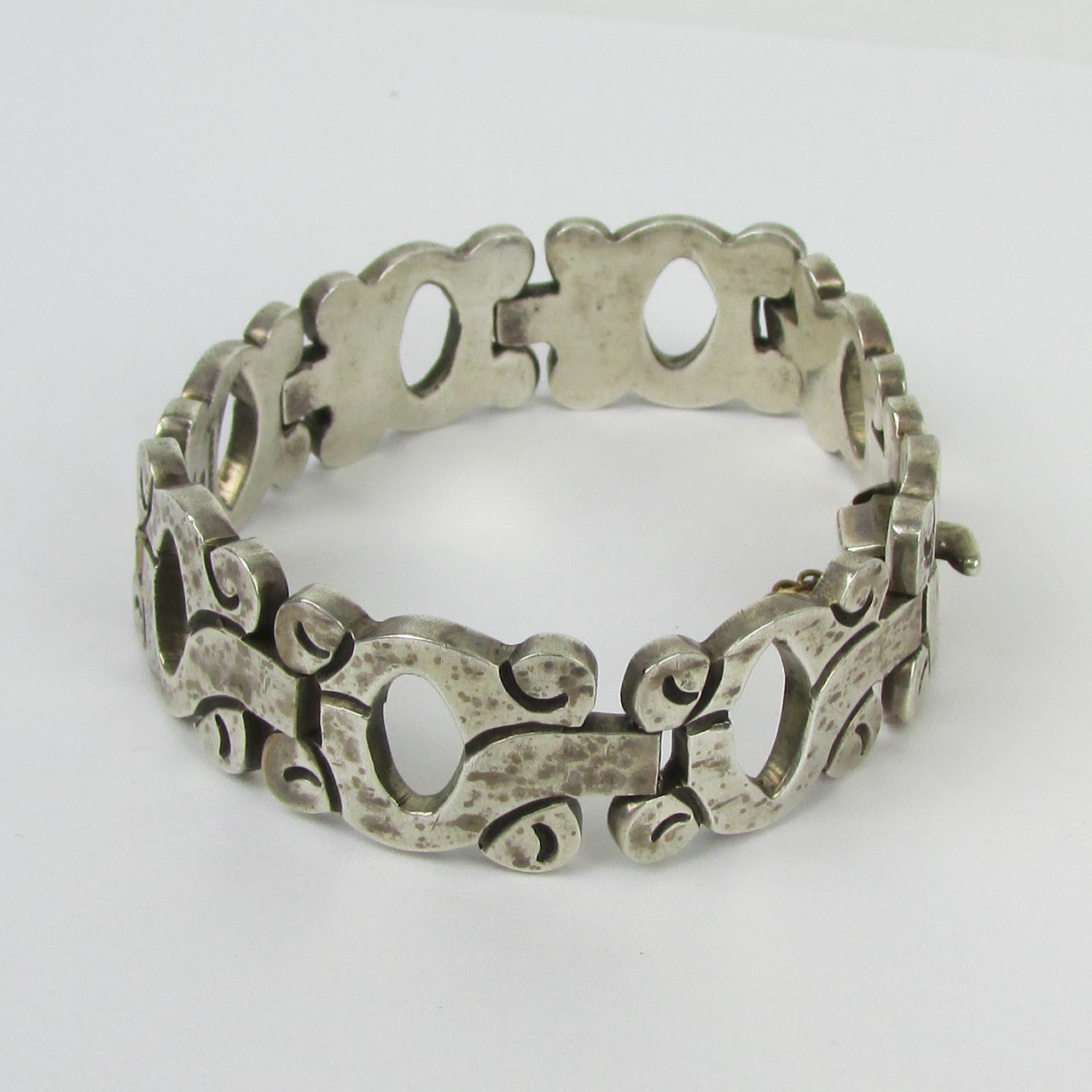 Taxco Sterling Silver Cutout Link Bracelet