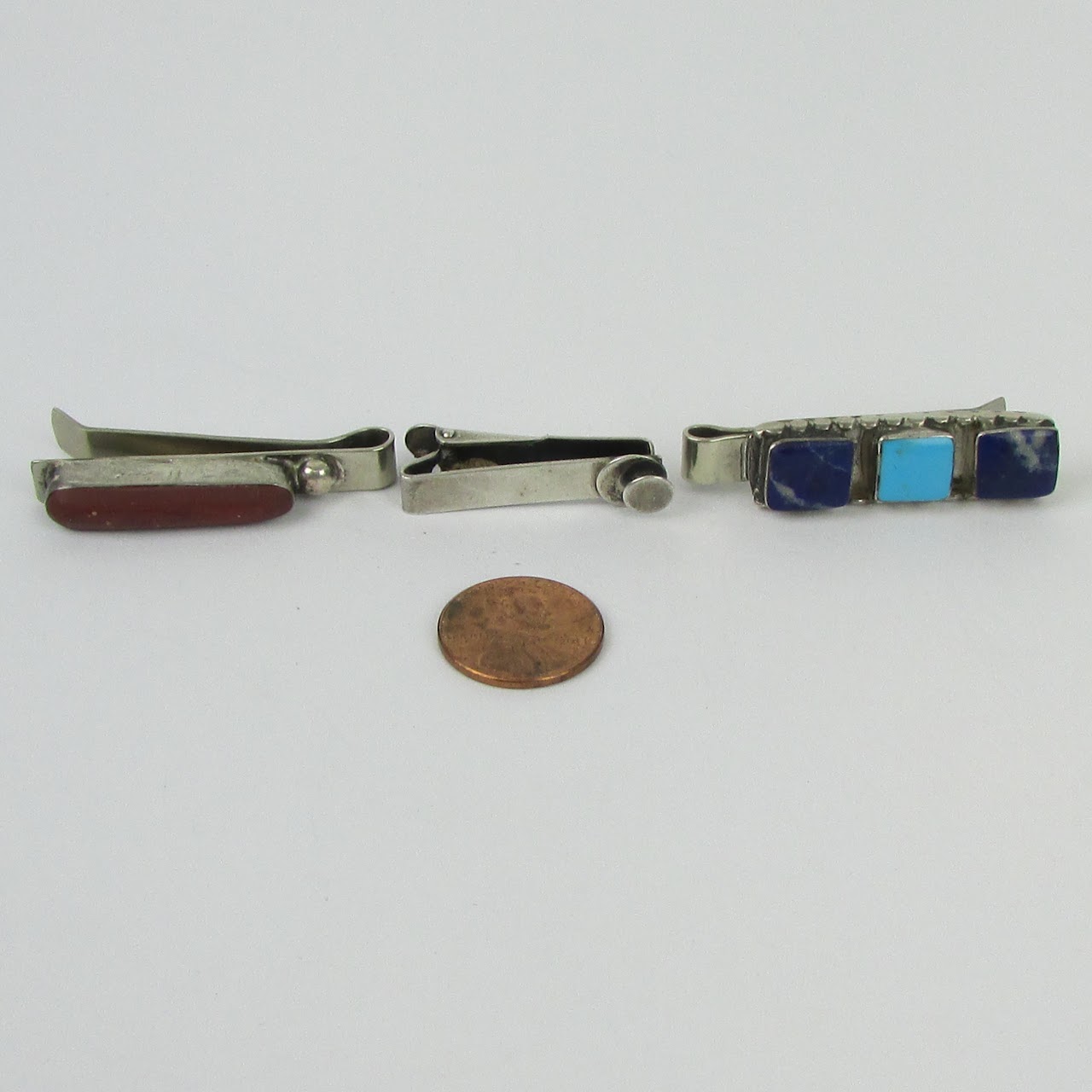 Silver, Turquoise & Jasper Vintage Tie Clip Lot