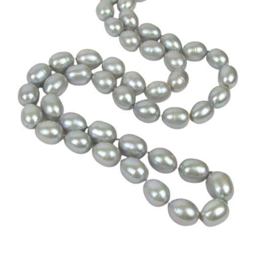 Baroque Grey Pearl & Sterling Silver Strand