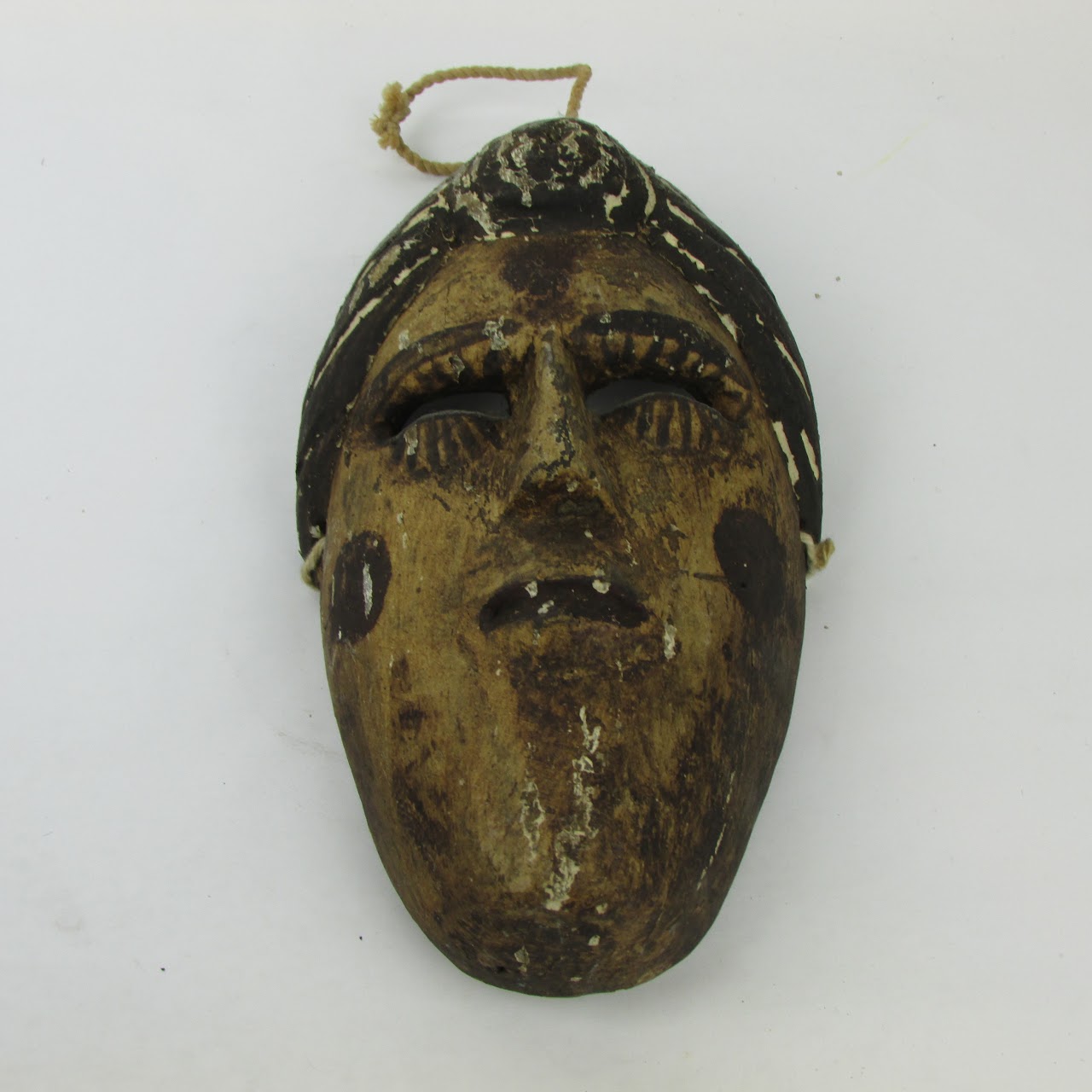 Hand Carved Wood Primitive Mask Duo