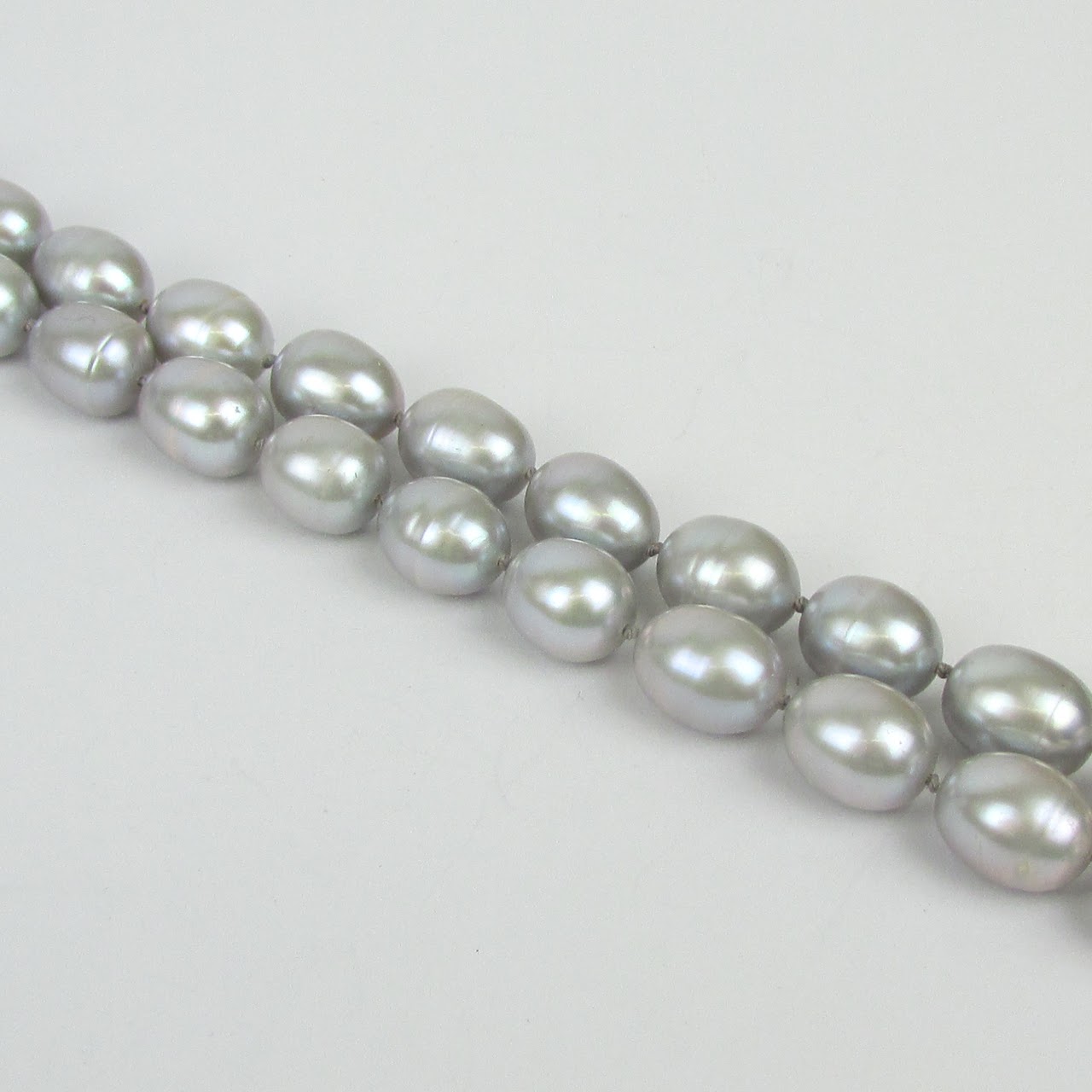 Baroque Grey Pearl & Sterling Silver Strand