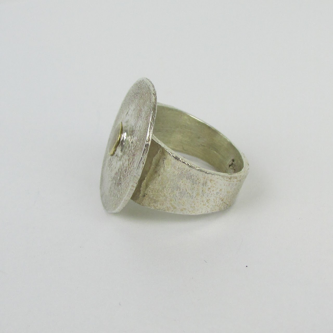 Pat Areias Sterling Silver Signed Disc Ring