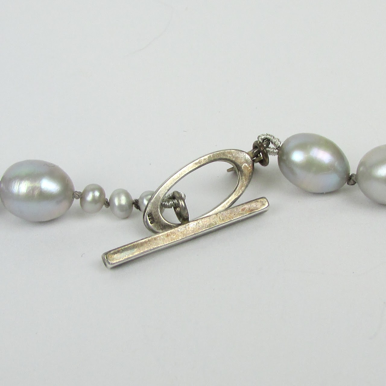 Baroque Grey Pearl & Sterling Silver Strand