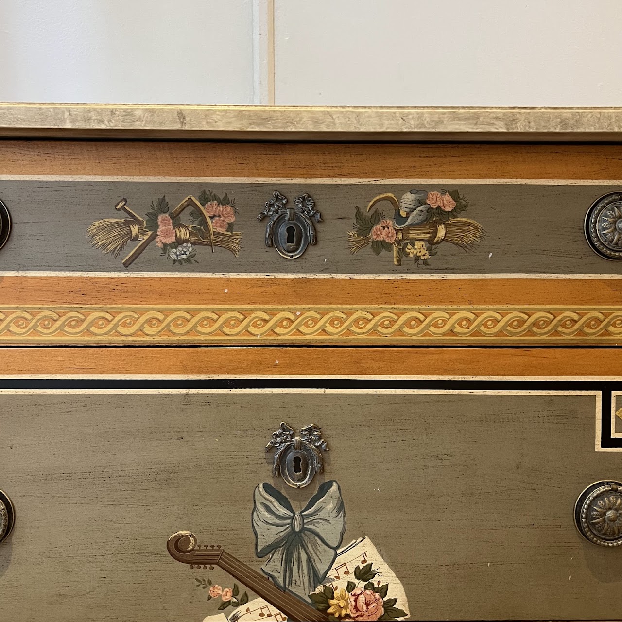 Drexel Heritage Louis XVI Style Hand-Painted Three-Drawer Dresser