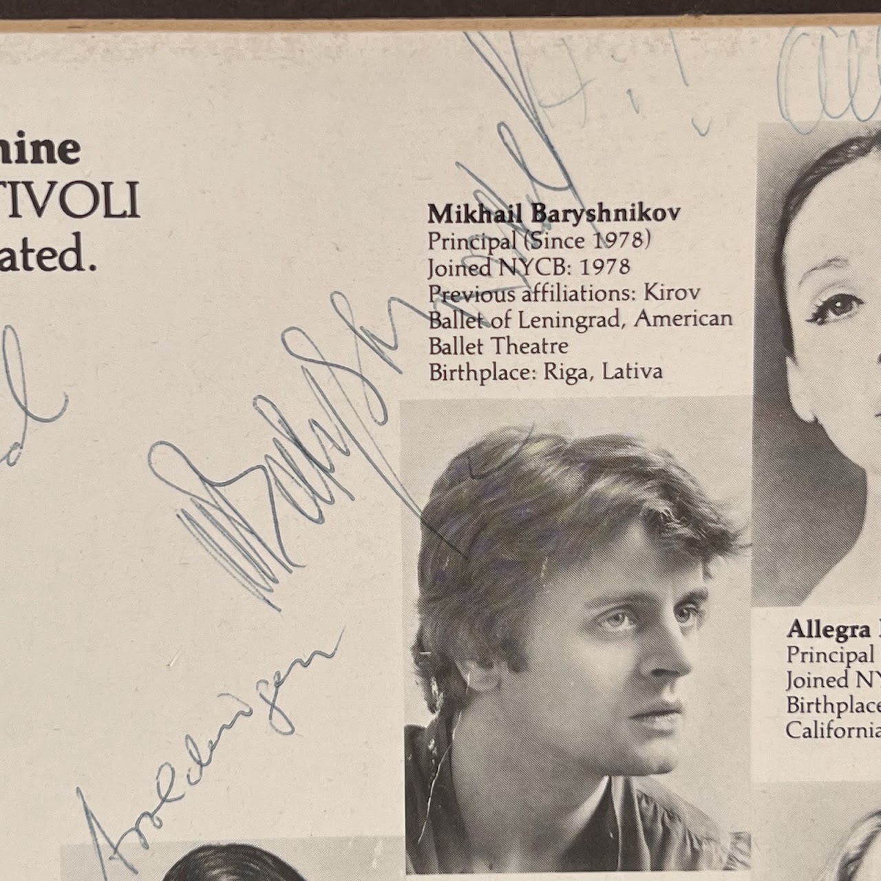 George Balanchine, Mikhail Baryshnikov & NYC Ballet Autographed 1978 Tivoli Festival Program