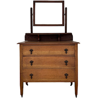 Oak Antique Three Drawer Dresser with Mirror