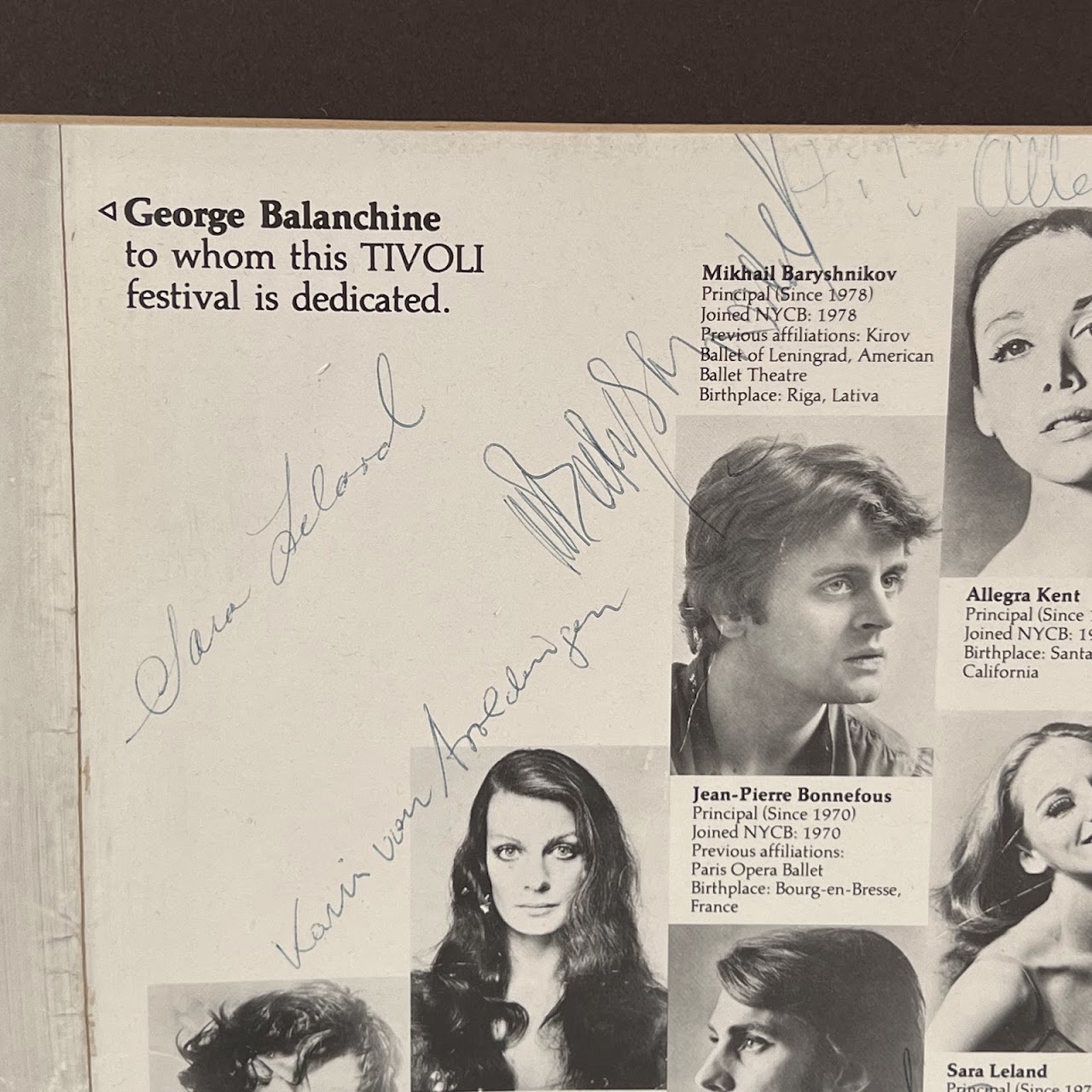 George Balanchine, Mikhail Baryshnikov & NYC Ballet Autographed 1978 Tivoli Festival Program