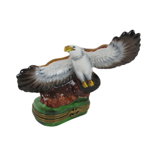 Peint Main Limoges Flying Eagle Limited Edition Trinket Box