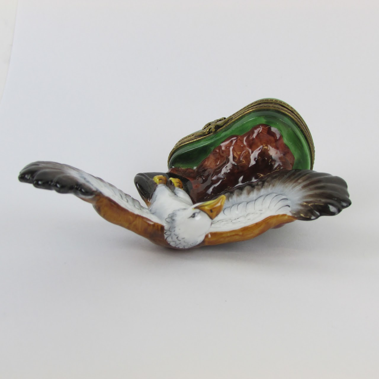 Peint Main Limoges Flying Eagle Limited Edition Trinket Box