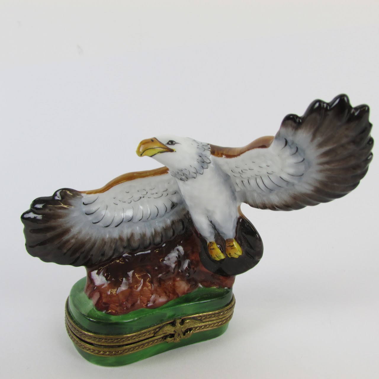 Peint Main Limoges Flying Eagle Limited Edition Trinket Box