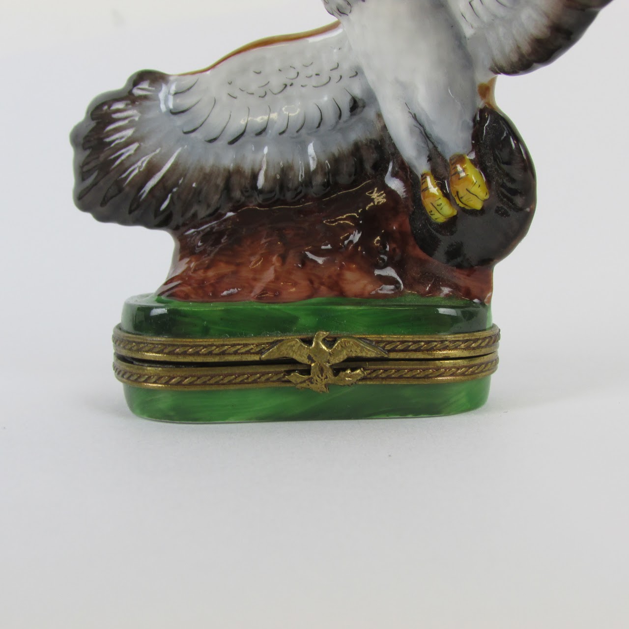 Peint Main Limoges Flying Eagle Limited Edition Trinket Box