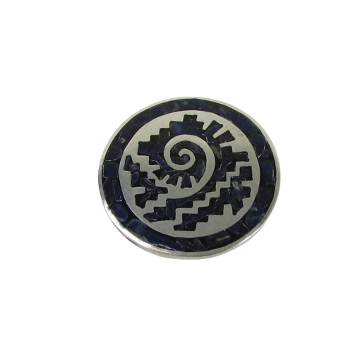 Taxco Sterling Silver & Sodalite Aztec Motif Convertible Brooch