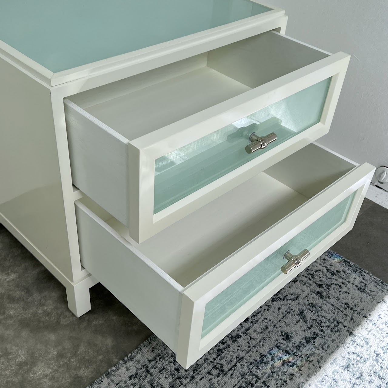 Lacquer & Glass Contemporary Side Table #2