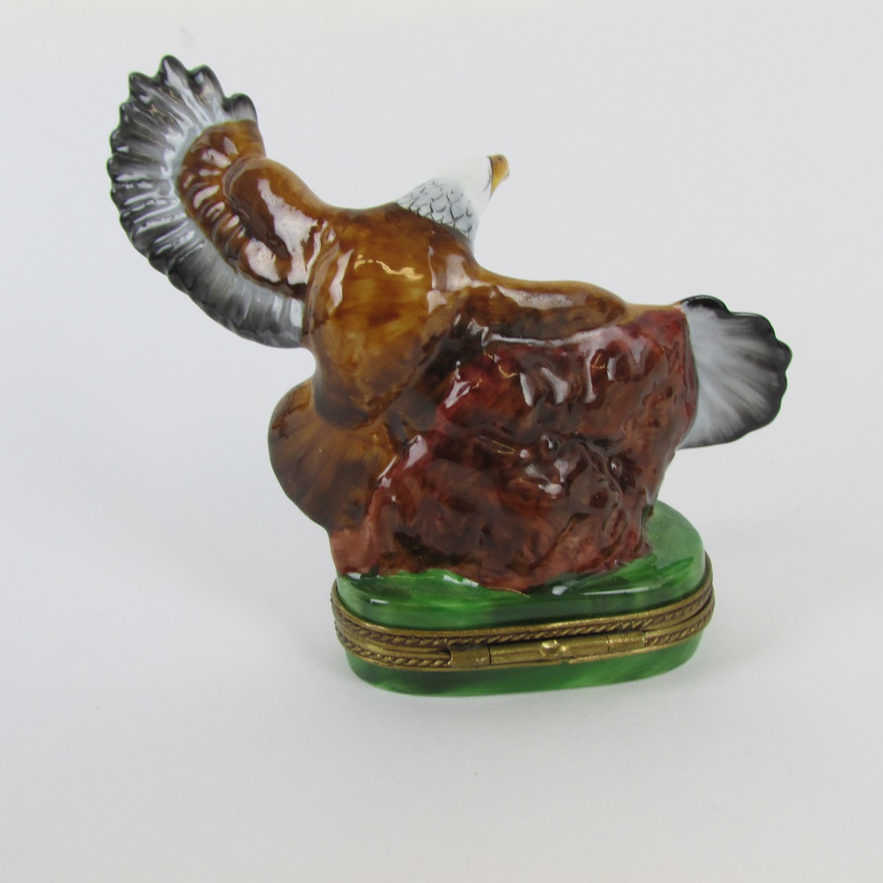 Peint Main Limoges Flying Eagle Limited Edition Trinket Box