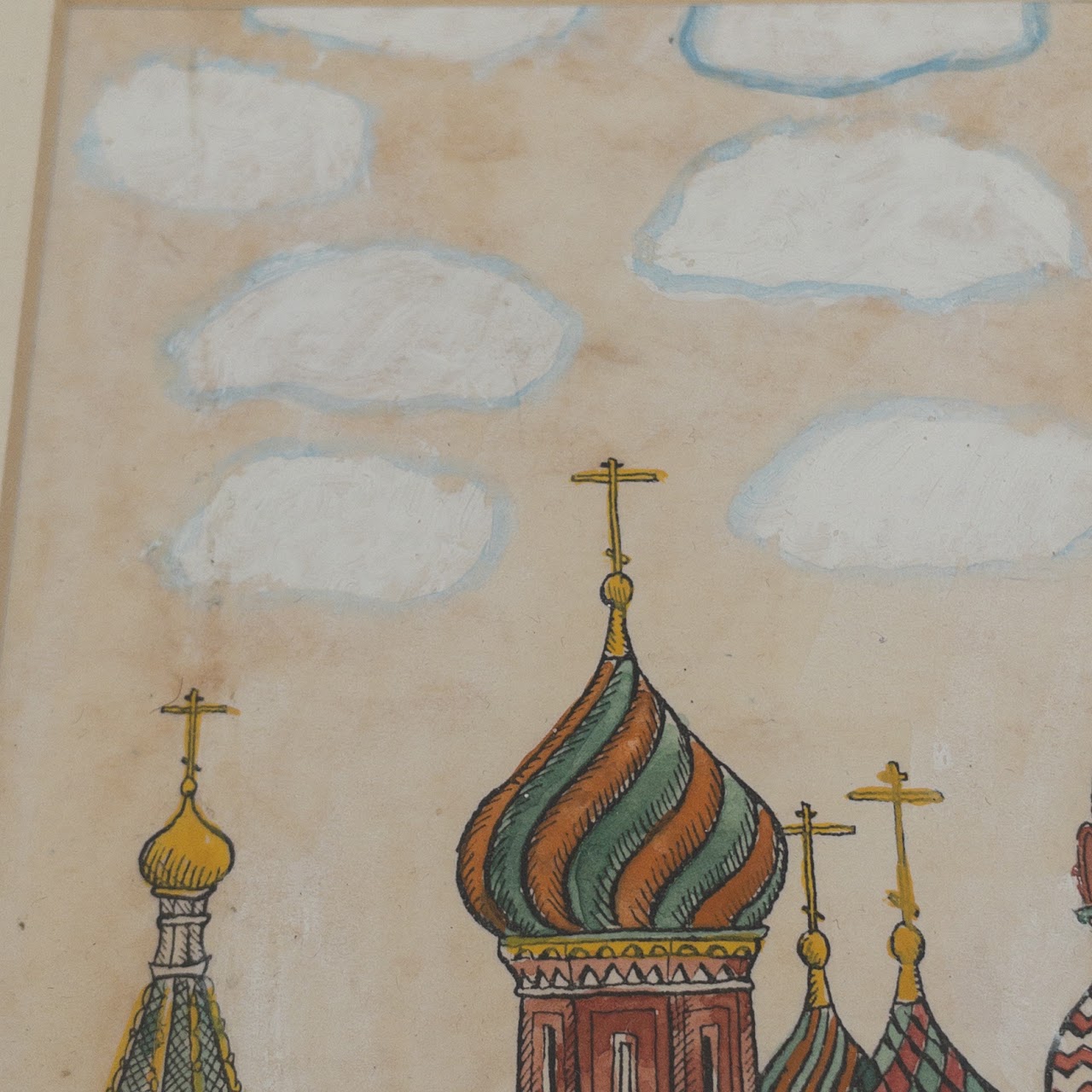 Saint Basil's Cathedral, Moscow, Watercolor, Gouache & Ink Painting